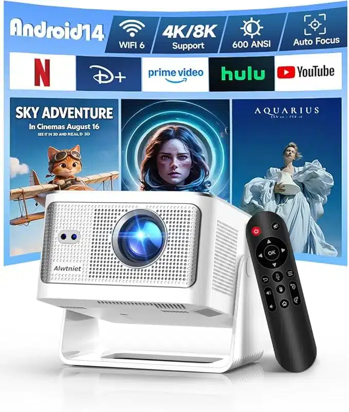 Alwtniet Proyector 4K: Análisis del Proyector Portátil 1080P con Android 14 y WiFi 6
